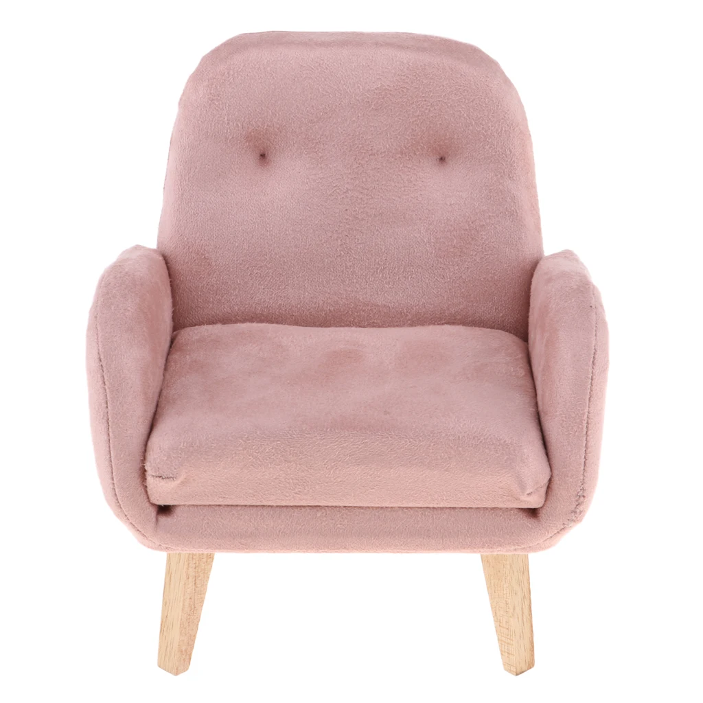 1/6 Scale Pink Flannelette Japanese Sofa Couch Armchair Model for Dolls House Living Room Bedroom Furniture Decoration