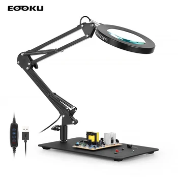 

EOOKU Table Lamp LED USB 5X Magnifying Glass 3 Color Flexible Handle Professional Lighting Energy Saving Eye Protection