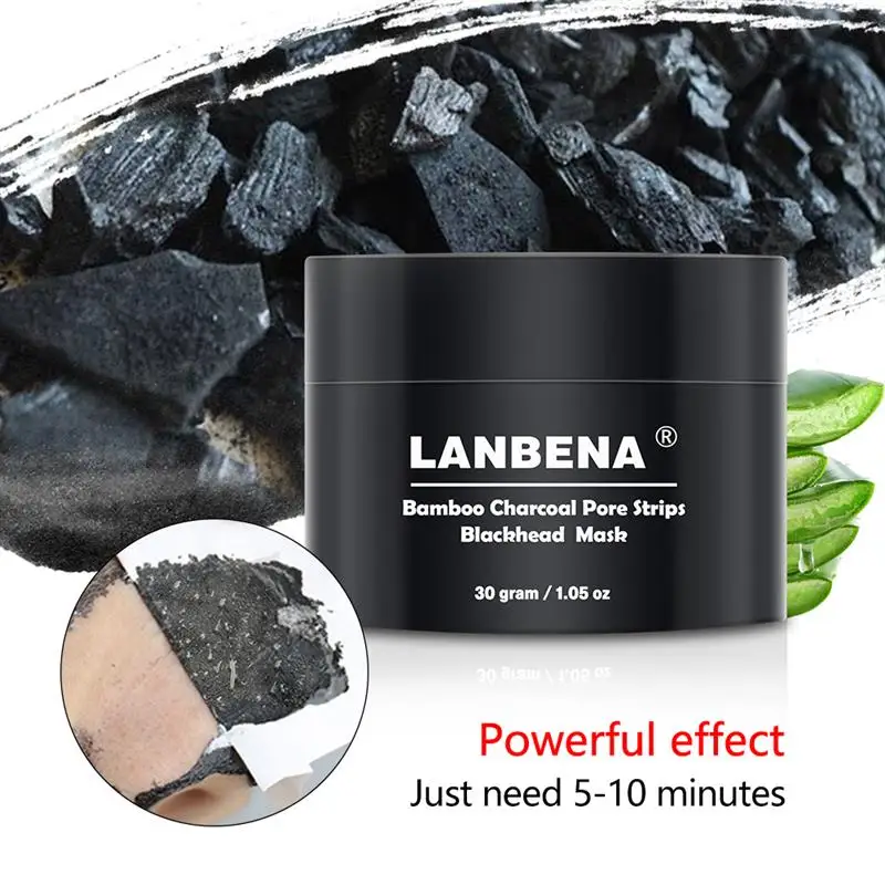 LANBENA Bamboo Charcoa, полоски для пор, маска для черных точек+ растения, маска для носа, прыщи, лечение акне, маска для удаления черных точек