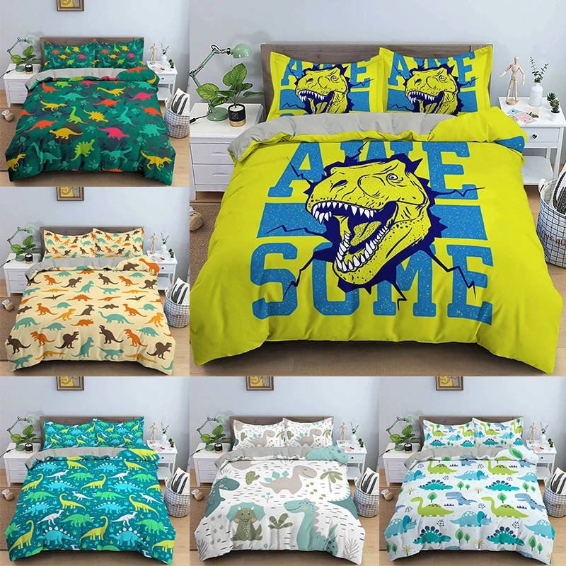 Bedding Set 3d Dinosaur Kids Duvet Cover For Boys Girls Cartoon Super Soft No Comter Queen King Size Gifts Bedding Sets Aliexpress