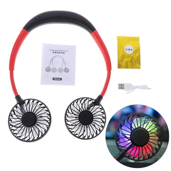

Fashion Design Mini LED Fan USB Portable Fan Neck Fan Neckband With Rechargeable Battery Handheld Small Desk Fans