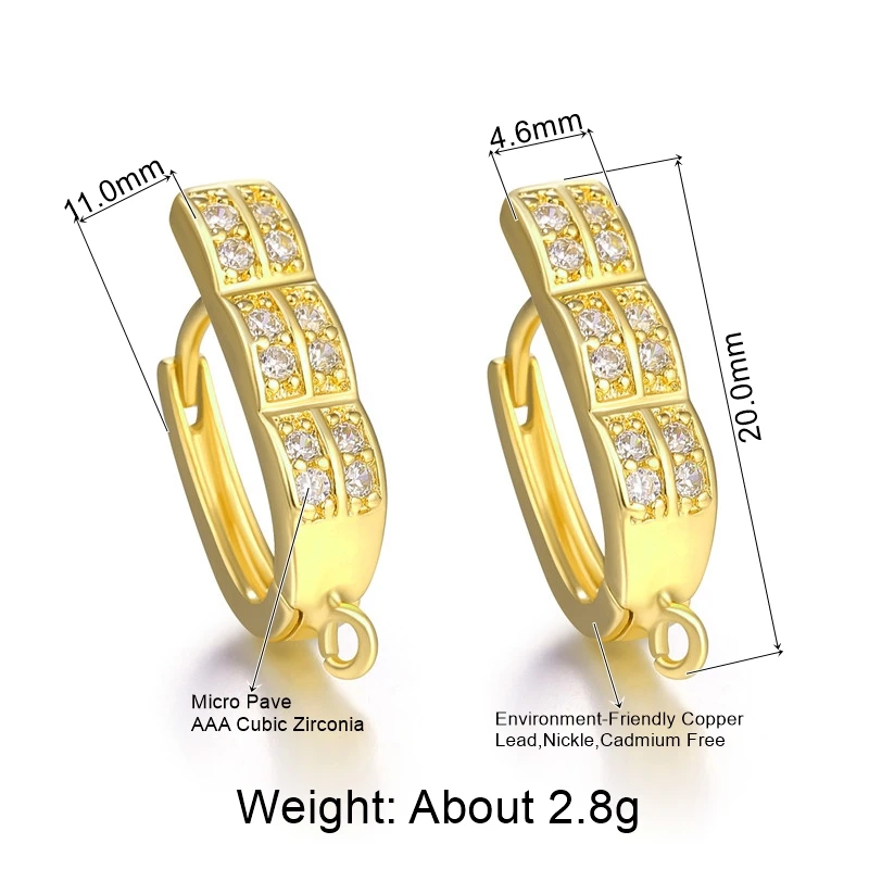 Gold Juya DIY золотые/серебряные серьги, аксессуары, кубический цирконий, Leverback, обруч, серьги, крючки для модных сережек - Цвет: Gold