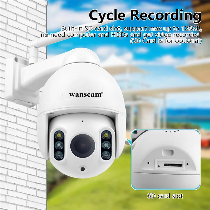 

Wanscam K64A 1080P PTZ 16X Zoom FHD Face Detection Auto Tracking WiFi Wireless Two-way Audio IP Camera R60 Infared Wifi Camera
