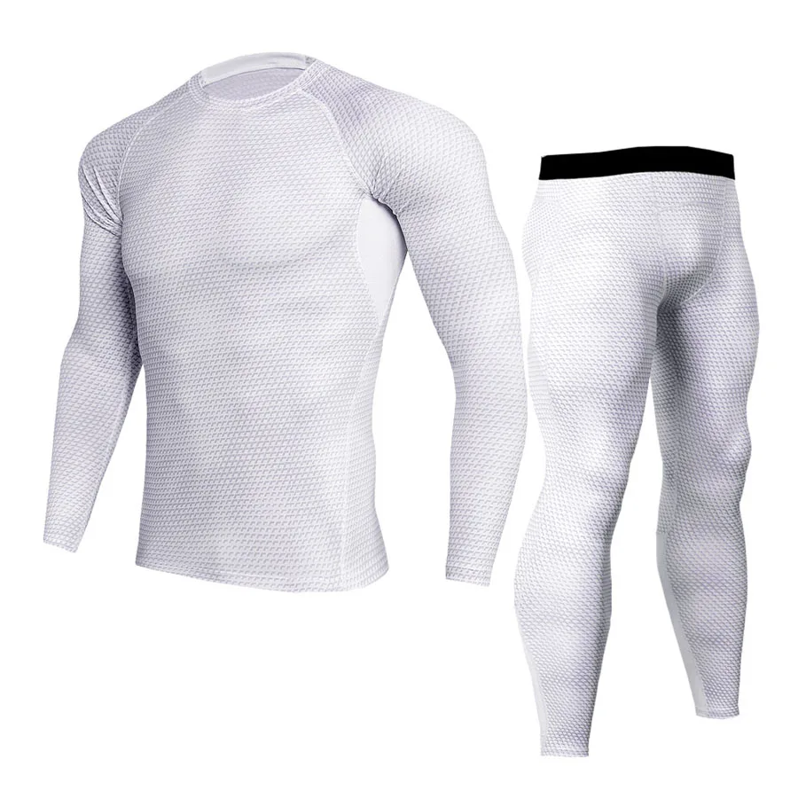 Компрессионный костюм Фитнес-плотно спортивная одежда комплект для бега футболка леггинсы змеиная Мужская спортивная одежда спортивный костюм - Цвет: 2-piece set