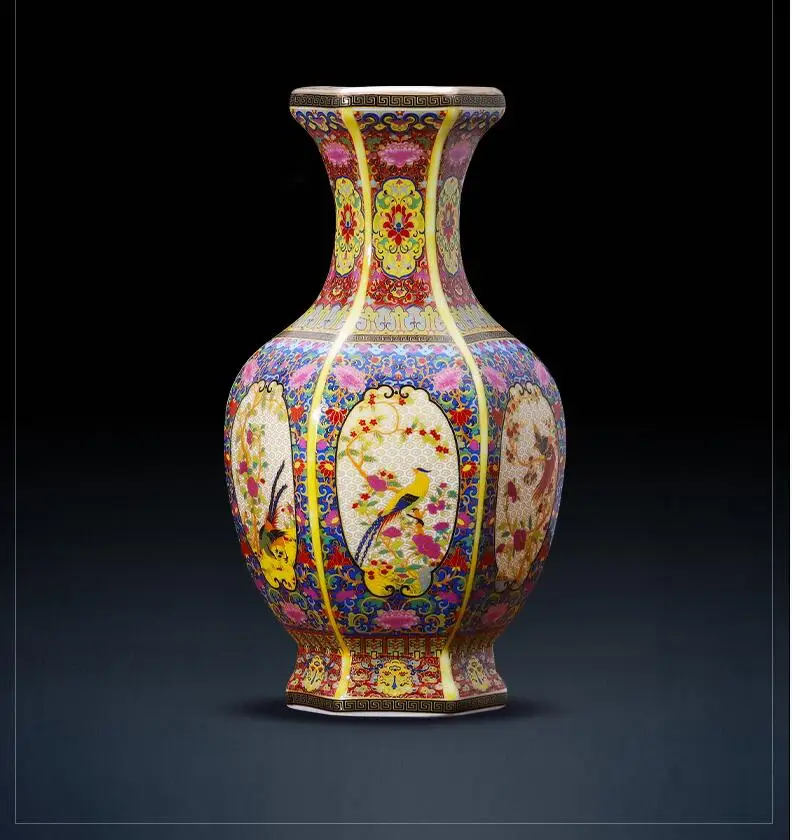 Цзиндэчжэнь дворца керамическая ваза фигурки украшение античная эмаль ремесла дома гостиная фэншуй стол Фарфоровые аксессуары