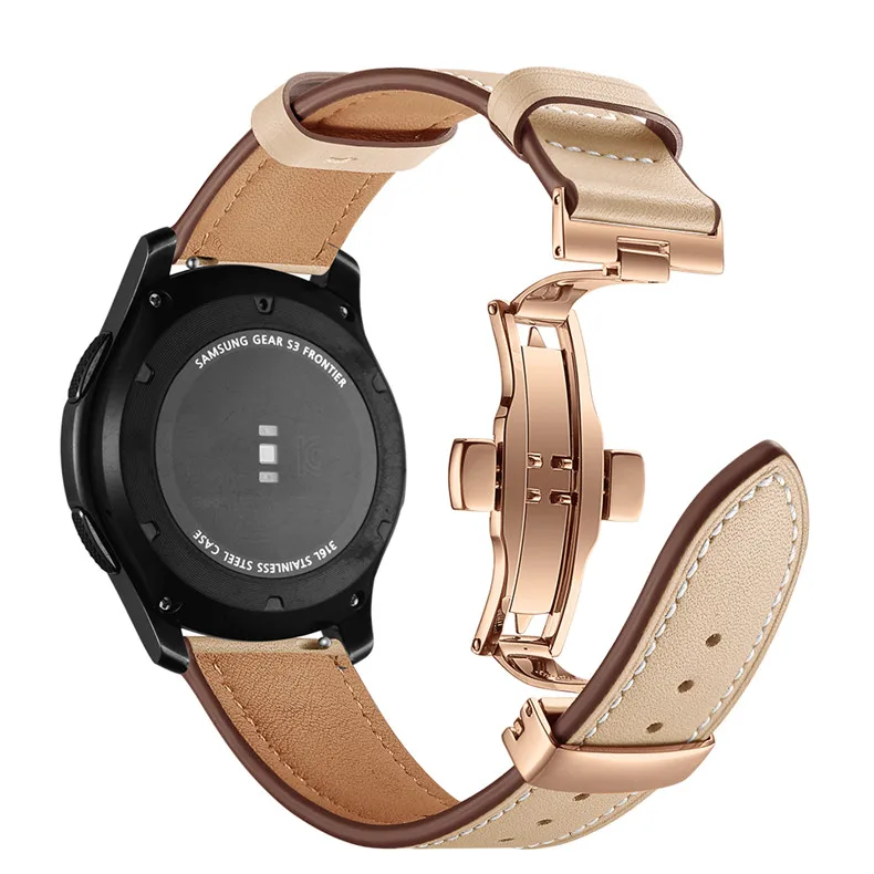 Итальянский кожаный ремешок для samsung gear s3 galaxy watch 46 мм 22 мм часы браслет huawei часы gt ремешок Бабочка Пряжка 46