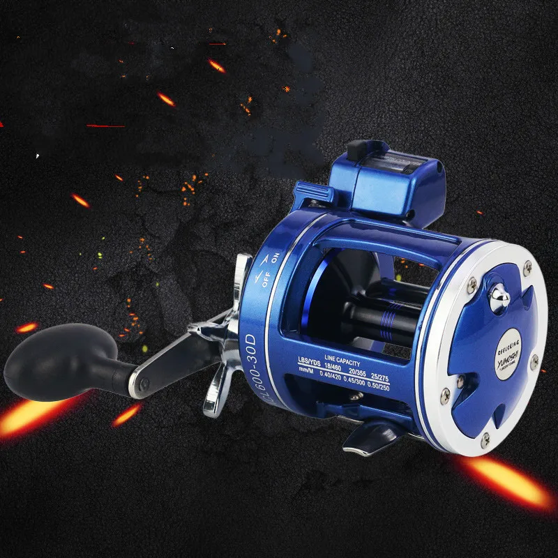  5.2:1 Fishing Reel Left / Right Hand Line Counter Fishing Tackle Gear with Digital Display Cast Dru
