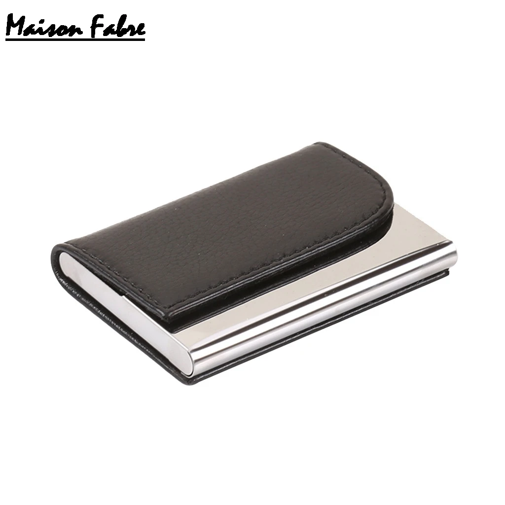 

Maison Fabre Leather Men Luxury Brand ID Credit Card Visiting Cards Holder Wallet Stainless Steel High Quality Business Case