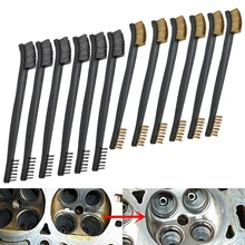 12pcs 7inch Wire Double-head Brush Mini Steel Brass Paint Rust Remover Removal Polishing, Grinding, Fitter, Machinery