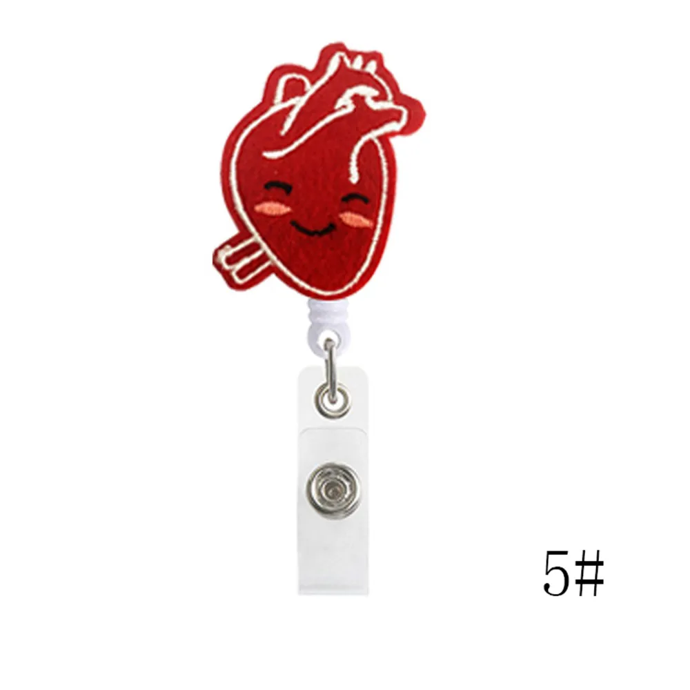 Creative Cute Retractable Nurse Badge Reel Clip Badge Holder Students  Doctor Id Card Holder Kawaii Footprint Organ Heart Pattern