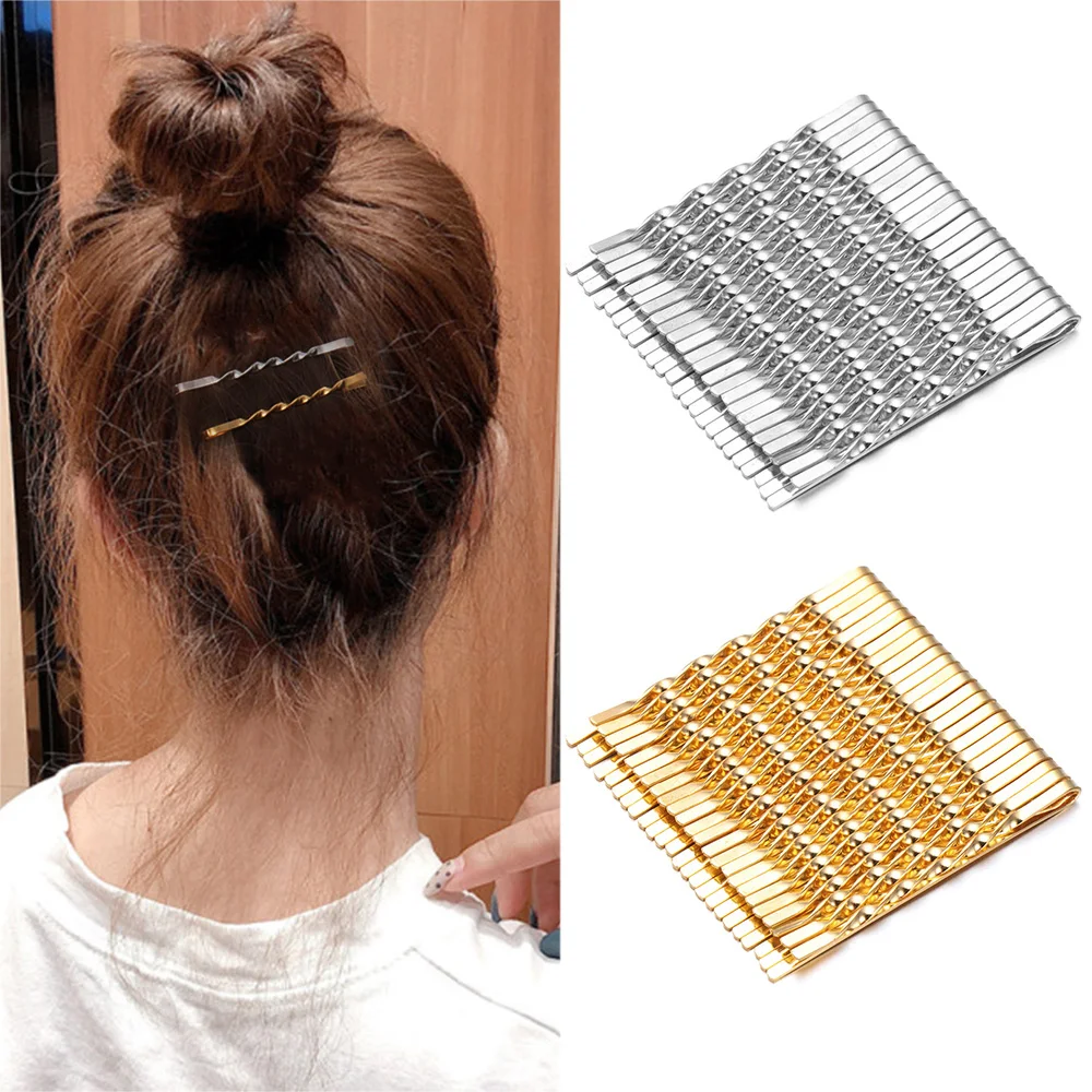 Hair Clips 24pcs/set 5.5cm Metal Barrettes Gold Silver Spiral Bobby Pins Women Girls Hair Styling Accessories