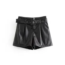 Новые женские модные Одноцветный мешок повседневные шорты из полиуретана офисные женские пояса ремень для шортов дизайн pantalones cortos P581