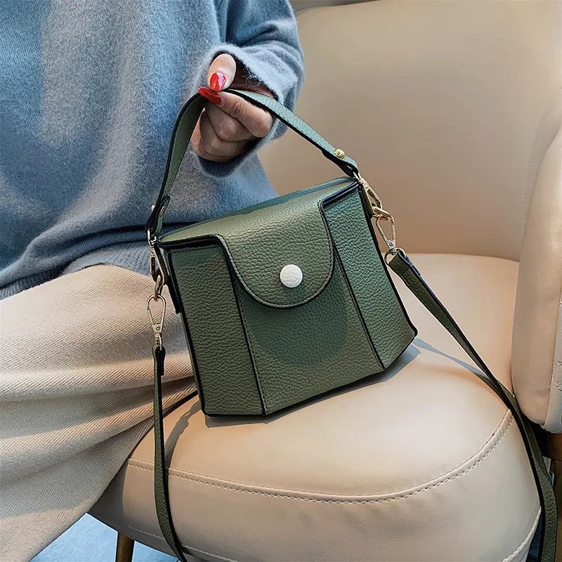 

Retro Joint Portable Bucket Bag Women's 2019 Autumn New Style Fashion Korean-style Versatile Textured Shoulder Bag