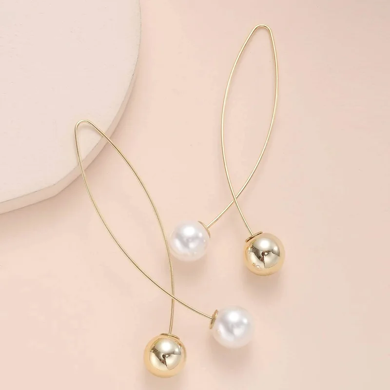 2019 New Cross Imitation Pearl Earrings Long Simple Fashion Earrings Women Wedding Jewelry Boucles D'oreilles Pour Les Femmes 3