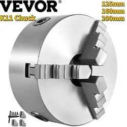 Vevor mandril de torno manual 3 maxilas auto centralização K11 125 K11 160 K11 200 w/parafusos de montagem para tornos cnc moagem máquina