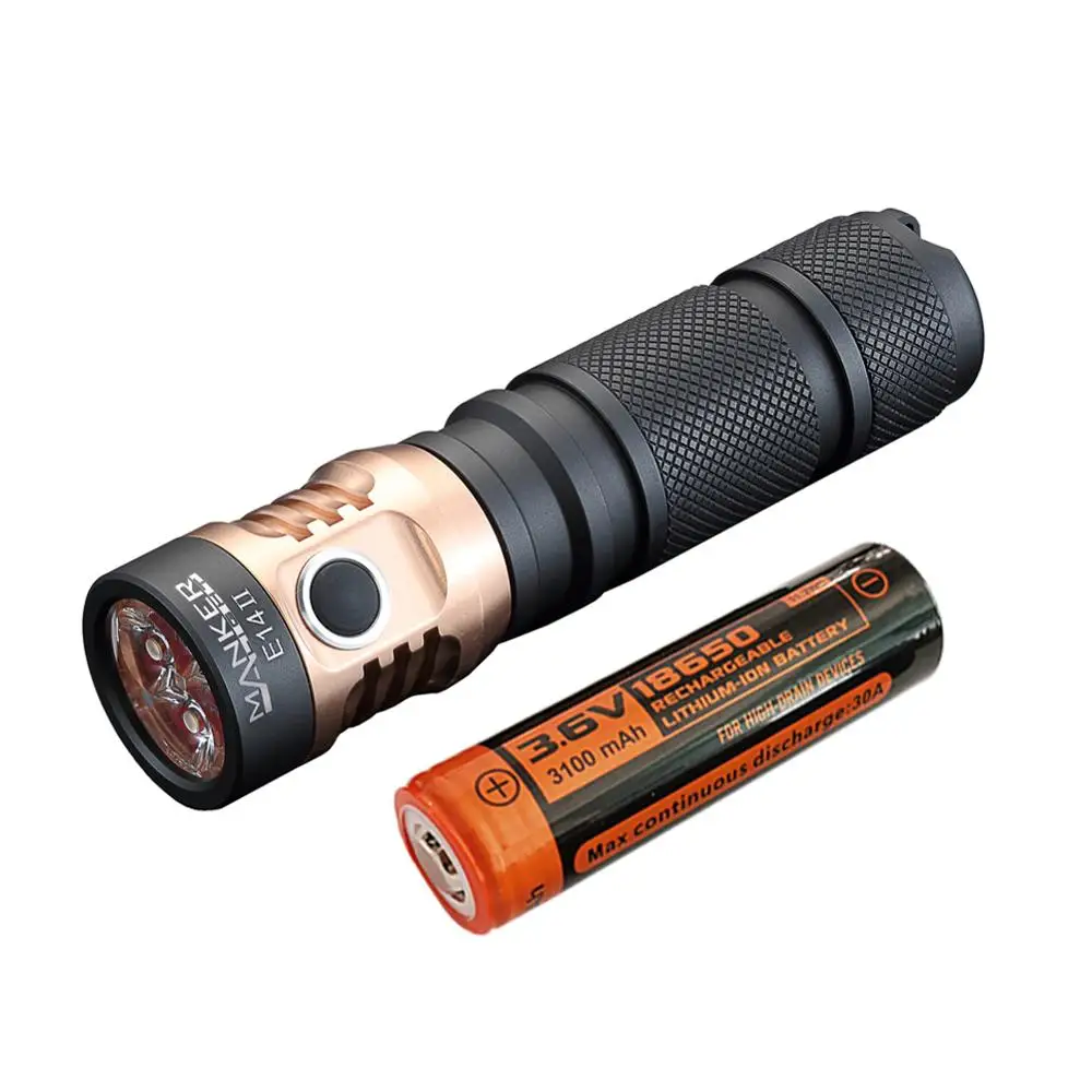 Фонарик Manker E14 II аккумуляторный 2200 лм с зарядкой от USB|18650 flashlight|4x cree2200 lumens |