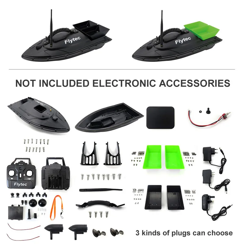 Flytec 2011-5 / V007 / V500 Electric Fishing Bait RC Boat 500M Remote Fish Finder 5.4km/h Double Motor Toys Kit / RTR Version