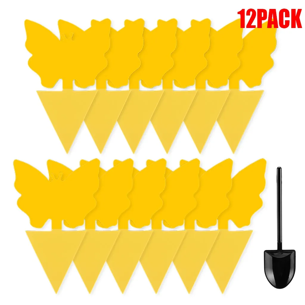 Tablero adhesivo de doble cara para el jardín, trampa para insectos voladores, herramientas de jardinería, forma de flor, 12 unidades, #25