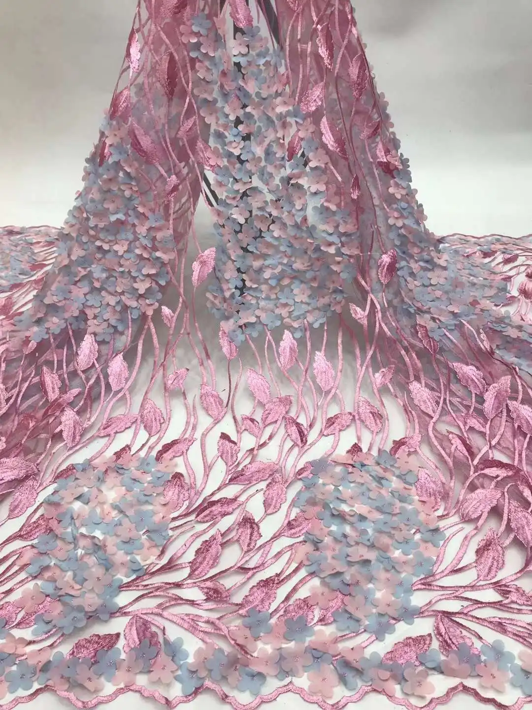 Super Beautiful 3d Fabric French Yarn Mesh Lace African Fabric For