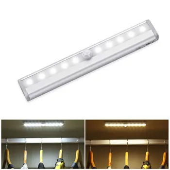 

10 LED Night Light Wardrobe lights PIR Motion Sensor Led Wardrobe Light With Adhesives Sticker Cupboard Closet Kitchen Lamp