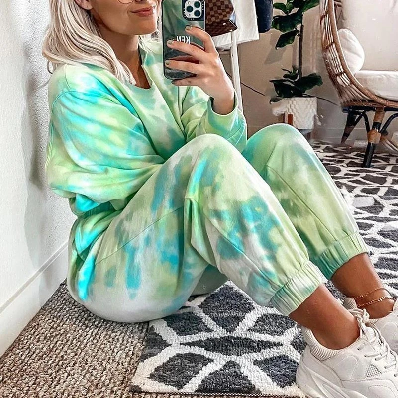 Tie dye crop sweatshirt set Clearance
