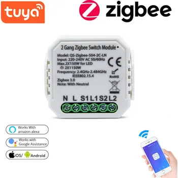 

Tuya ZigBee Smart Switch Breaker Module Automation Work With Amazon Alexa Google Home APP Remote Control 1 Gang 2 Gang