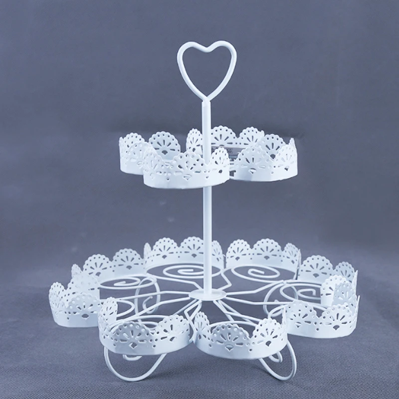 Свадебные двухуровневые белые стеллажи для кексов 12 шт. тарелки дома вечерние