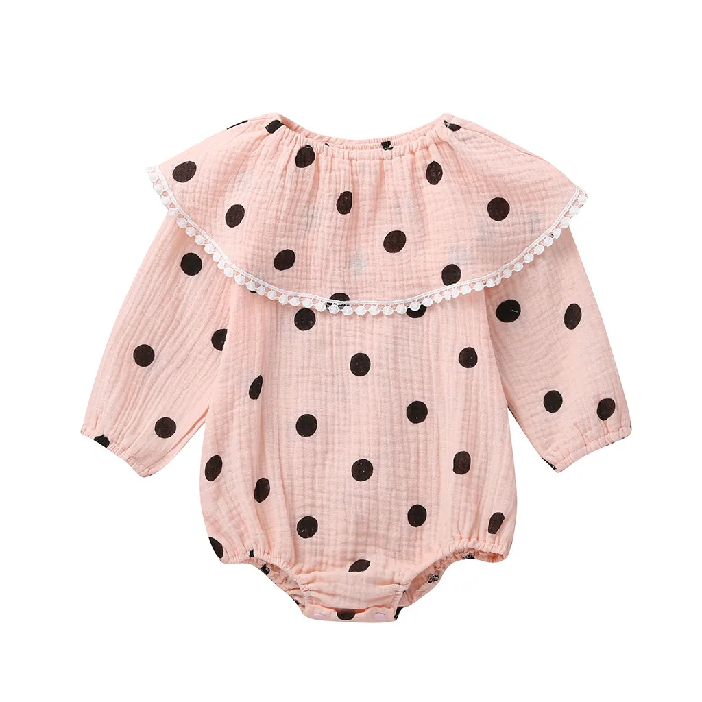 Комбинезон для новорожденных и маленьких девочек; комбинезон в горошек; Однотонный комбинезон с оборками и кукольным воротником; пляжный костюм для малышей