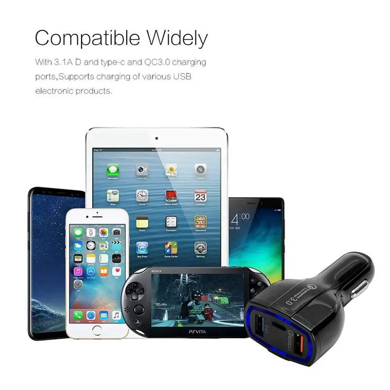 Автомобильное зарядное устройство usb type C-USB C Quick Charge 3,0 USB Автомобильное зарядное устройство(2 порта usb, 1 порт type C) для Iphone samsung Galaxy S9 S8 Plus