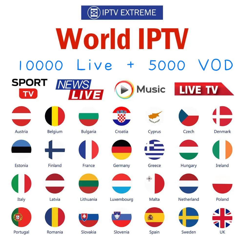 

10000 Live Europe IPTV Subscription Rocksat France UK German Arabic Dutch French Poland Portugal Smart TV IPTV M3U For Android