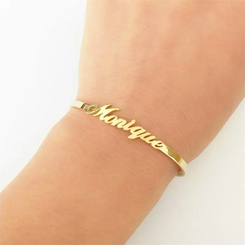 

Custom Name Braclet for Women Stainless Steel Cuff Bangles Gold Silver Color Customized Nameplate Bangle Personalized Jewelry