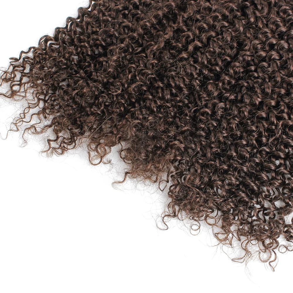 Kisshair #4 Jerry Curly Dark Brown Hair Bundles 1/3/4pcs/lot 10 to 24 Inches Pre-colored Brazilian Human Hair Extension