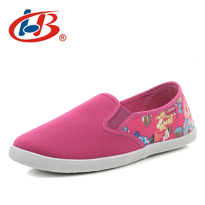 Женские парусиновые туфли с цветочным принтом без застежки|slip on|slip on womenslip women shoes |