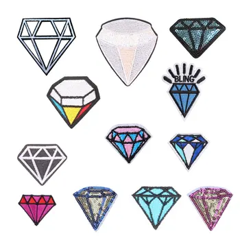 

Personality Diamond Patch Sticker Iron on Clothes DIY Heat Transfer Applique Embroidered Application Cloth Fabric Sequin Patch H