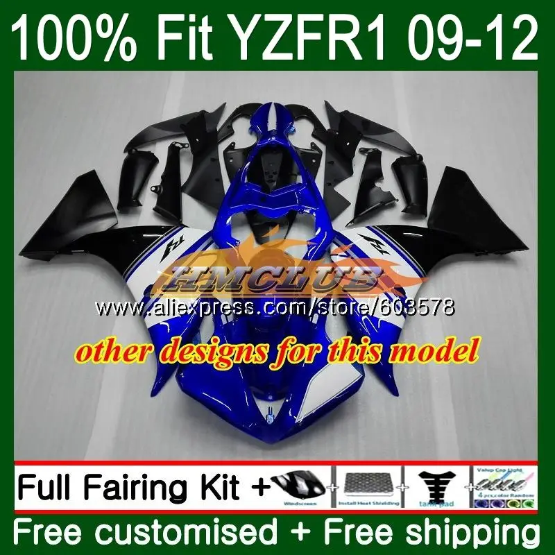 Инъекций для YAMAHA YZF-1000 YZF-R1 2009 2010 2011 2012 64CL. 15 YZF R1 1000 R 1 YZF1000 YZFR1 09, 10, 11, 12, белый обтекатели
