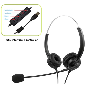 

Customer Service Headphones 300D-USB Over-ear Hands-free Computer Wired Headset Easily Carrying Lightweight Earphone Part