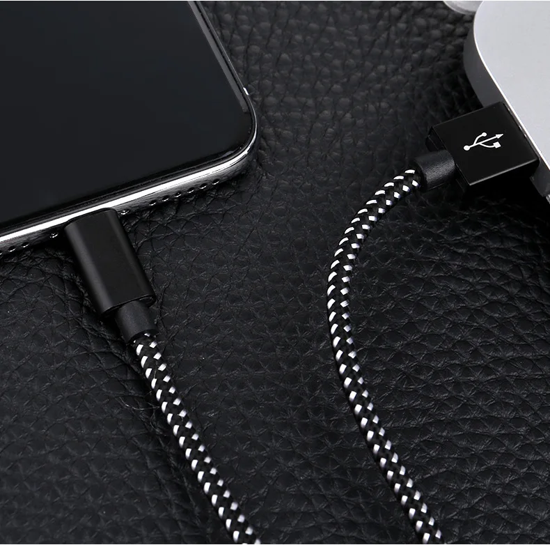 USB кабель для телефона для iPhone кабель Xs Max Xr X 8 7 6 6s 5 Plus iPad Mini 1m 2m кабели быстрой зарядки мобильный провод для зарядного устройства данных - Цвет: Черный