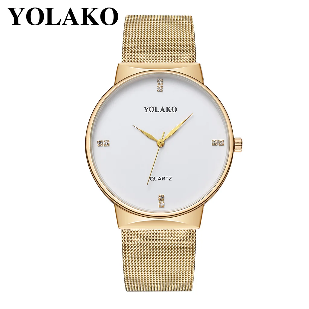 Топ бренд YOLAKO Пара часы для влюбленных модные Роскошные Алмазные часы из нержавеющей стали для влюбленных Reloj Mujer часы