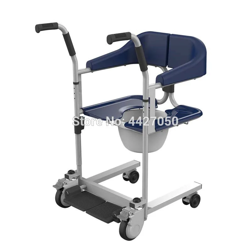 Multifunctional manual adjustment patient care bath chair toilet transfer wheelchair 4