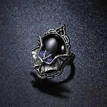 Anillo con diseño de murciélago gótico vampiro, anillo de cristal gótico bruja, regalo de joyería pagana victoriana para amantes de los murciélagos, anillo con camafeo ajustable