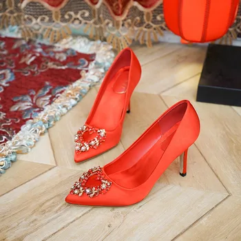 

2020 Europe and the United States spring and autumn fashion high heels shallow mouth pointed women's shoes tide shoes