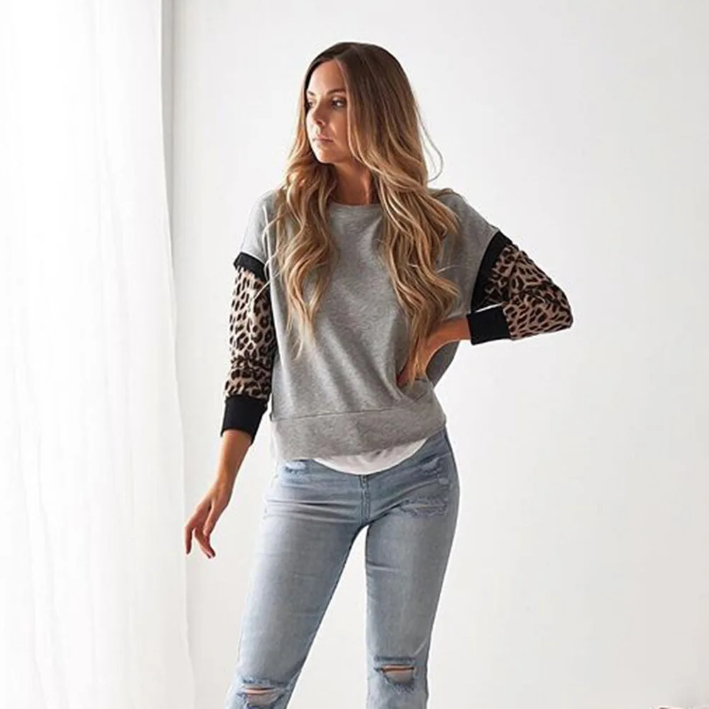 DANJEANER Spring Fashion Leopard Patchwork Sweatshirt Women Long Sleeve Hoodie Loose Women Hoodies Sweatshirts Casual Tracksuit
