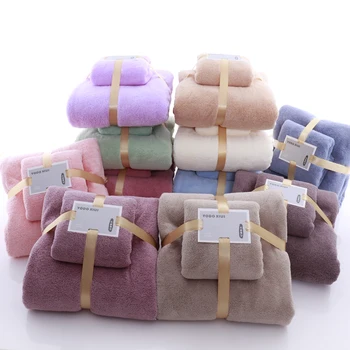 

2pcs/set Quick-drying Bath Towel Solid color Mother and child towel set Microfiber Absorbent towel Super Soft Home Large Towel