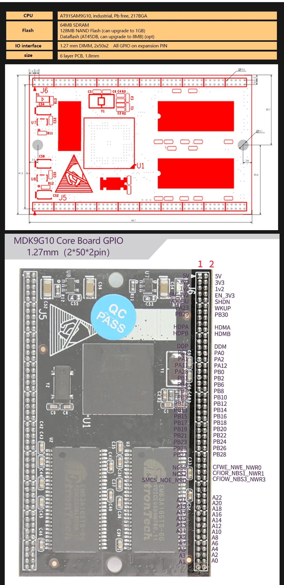 AT91SAM9G10 MDK9G10 основная плата ARM9 ATMEL 64M SDRAM 128M NAND lcd USB, UART ADC RTC аудио