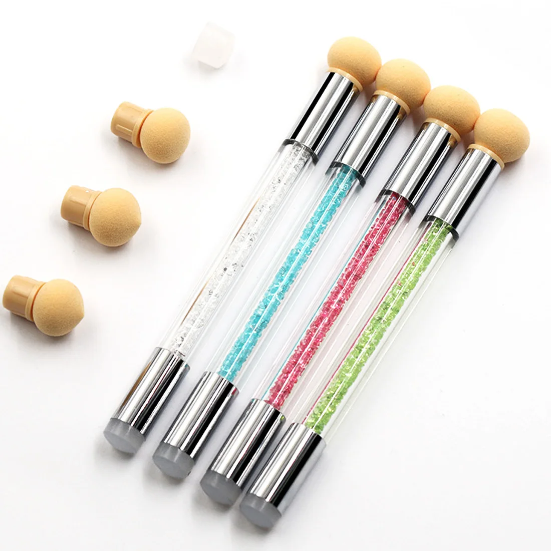 DIY Стразы, ручка, инструмент для маникюра, губка, силиконовый штамп, головки для дизайна ногтей, градиентная кисть, ручка, Раскрашивание, двойные концевые наконечники