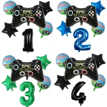 

6pcs Gamepad Foil Balloons 30" Number Game Balloon Inflatable Theme Party Balloon Birthday Party Decorations Kids Air Balloons