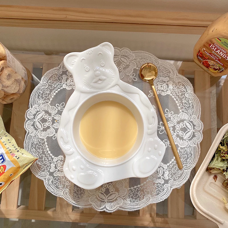 Creative Ceramic Bear Shape Steamed Egg Bowl Household Baking Oven Tableware Porcelain Salad Dessert | Дом и сад