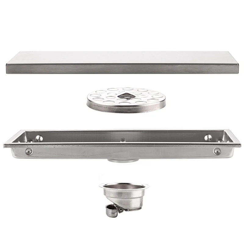

Floor Drains Stainless Steel Linear Shower Floor Drains Tile Insert Drain Channel for Bathroom Kitchen Anti-Odor Invisible Strai