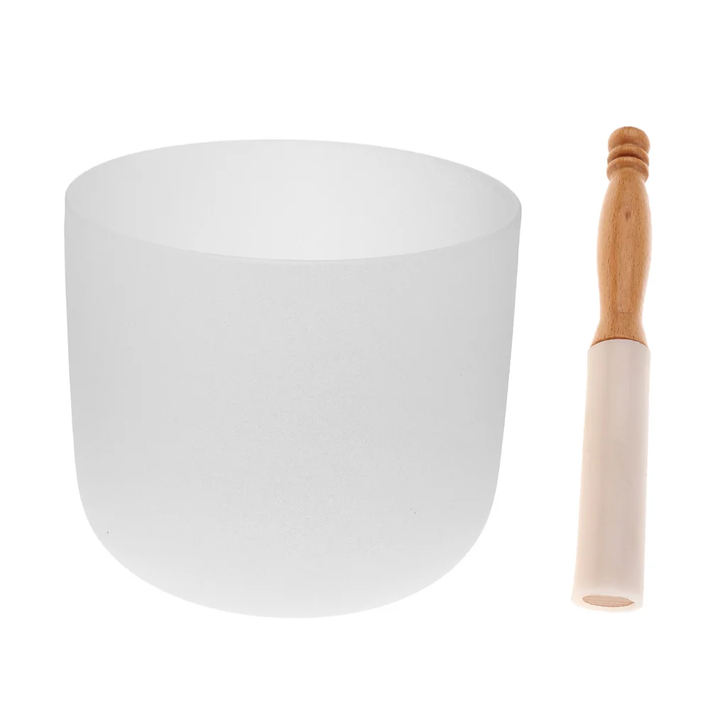 Novelty F Note Quartz Crystal Singing Bowl + Rubber Mallet Gift Handicraft for Friends Kids Family