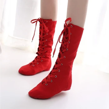 

Canvas High Dance Boots For Dance Studios Lace-up Jazz Street Dance Boot Yoga Karate Shoes Dancing Women 45